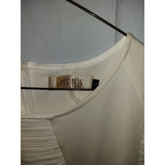Mon's Paris White Mini Dress with ribbed designs across the top Size L - Picture 3 of 3